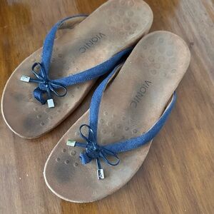 Vionic Women's Navy Sandals with Bow Accent